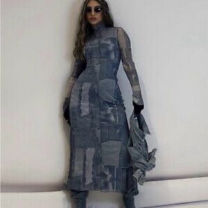 Zara Dresses | tulle denim Blue Patchwork Dress